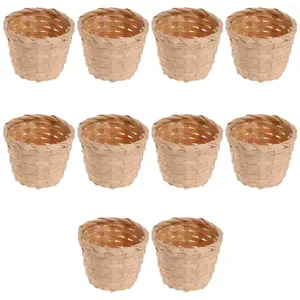 Наборы посуды Bamboo Mini Flower Basket Home Декоративная держателя фруктов, ящик для хранения ручной работы в крыдян