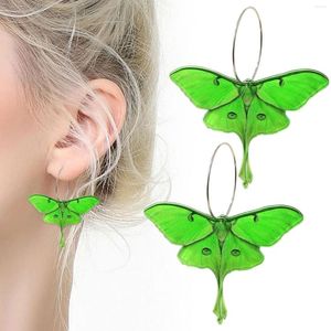 Stud Earrings For Women Trendy Acrylic Green Butterfly Wing Personalized Fashion Colorful Moth Hook