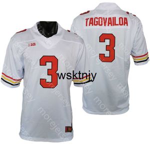 Wsk NCAA College Maryland Terrapins Football Jersey Taulia Tagovailoa Red White Size S-3XL All Stitched Embroidery