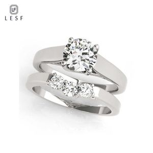 Anello solitario LESF 1 carati rotondo Moissanite Diamond Wedding Ring per le donne regalo di fidanzamento gioielli alla moda spedizione gratuita Z0603