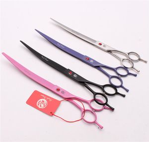 90quot Japan 440C Purple Dragon Professional Dogs Cats Pets Hair Shears Hairdressing Scissors Fishbone Curved Cutting Shears Ad9170630