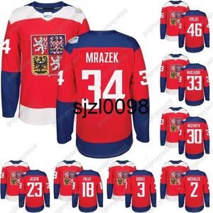 Sj98 Coppa del mondo di hockey 2016 Maglia della squadra della Repubblica Ceca 33 Nakladal 34 Mrazek 83 Hemsky 30 Neuvirth 64 Polak 2 Michalek 62 Sustr Custom Hockey