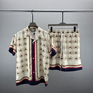 1サマーファッションメンズトラックスーツハワイビーチパンツセットデザイナーシャツ印刷レジャーシャツ男スリムボードフィット