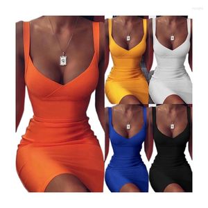 Women's T Shirts Summer Low Neck Dress Women's Long Sleeve Sleeveless Tank Top Bodycon Mini Club Dresses Casual Elegant Sheath Slim