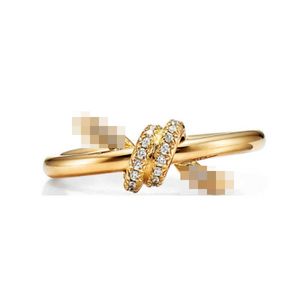 Designer Fashion Brand 925 Sterling Silver a forma di cuore a forma di foglia anello di colla a gocciolamento con gioielleria per casa a diamante oro a diamante r57f