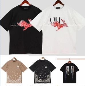 Men's and Women's Short Sleeve T-shirt Designer T-shirts Amirs Amirsy Summer Fashion Brand Sand Fluid Letter Printed