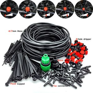 Sprutor växthus 5m50m DIY DRIP IRRIGATION SYSTEM Automatisk vattningsträdgårdslangmikrosatser med justerbara drippare 230603