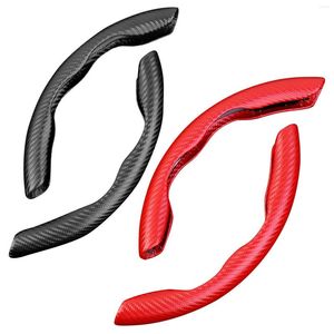 Rattet täcker 2Pair Carbon Fiber Bekväm Safe Driving Cover Anti Slip Byte Protector Interior Decor Gift PU Leather