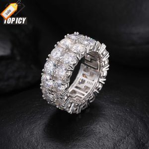 Luxury 2 Rows Moissanite Ring Pass Diamond Tester 925 Sterling Silver Shiny Fashion Jewelry Rings Moissanite Ring Men