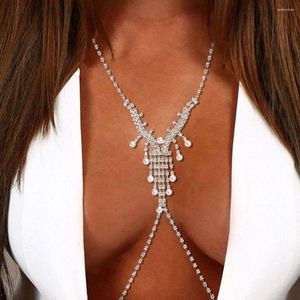 Chains Pearl Irregular Necklace Crystal Chest Jewelry For Women Rhinestone Body Chain Lingerie Bikini Accessories Decor