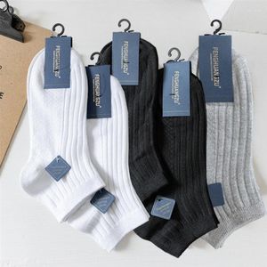 Men's Socks 5 Pairs 1 Lot Cotton Pack Men Solid Color White Black Gray Thin Breathable Wholesale Hommes Summer Set Calcetines