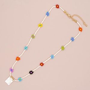 Naszyjniki wiszące jastyt damskie szyjki boho - Dainty Daisy Seed Bead Choker with Shell Jezus