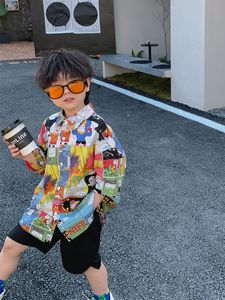 衣類は子供の男の子の短編小型シャツ夏半スリーブ子供トップファッショナブル230603をセットします