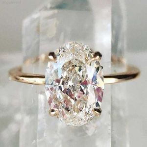 Band Oval Crystal Cubic Zirconia Ring Shiny Gold Color Engagement Rings for Women Wedding Cocktail Party Gift Fashion Jewelry Z0327