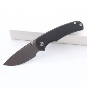 SMKE KNIVER av hög kvalitet Tyst bär Drift Front Fick Folding Knife Stonewash 14C28N BLADE Black G10 Handle Tactical Survival Knife