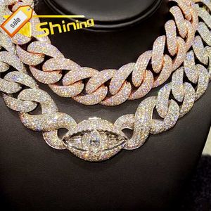 Private Jeweler Custom Made Hip Hop Jewelry 23mm Iced Out Vvs Moissanite Diamond Sterling Sier Gold Miami Cuban Link Chain