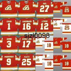 SJ98 Atlanta Flames Jim Craig Pat Quinn Jean Pronovost Tom Lysiak Guy Chouinard Ilya Kovalchuk Willi Plett Eric Vail Hockey Jerseys S-5xl