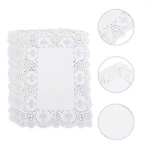 Table Mats Rectangular Lace Doilies Placemats For Baking Desserts And Parties - Disposable Decorative Tabletop