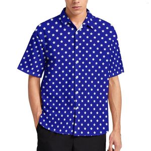 Camicie casual da uomo White Star Print US Flag Stars Camicia da vacanza Camicette stile street hawaiano Uomo Taglie forti