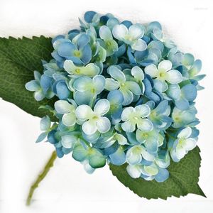 Decorative Flowers 52cm Silk Hydrangea Artificial Branch Fake Flores Vase Flower Arrangment Bride Bouquet Wedding Home Party DIY Decoration