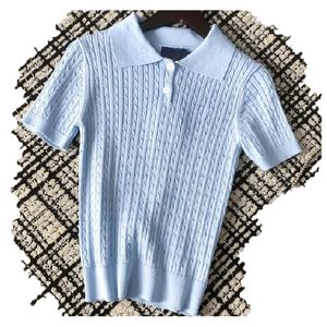 Projektanci Women Sweter T koszule dzianiny Sweter z krótkim rękawem Letni koszulki haft polo design pullover okrągła szyja