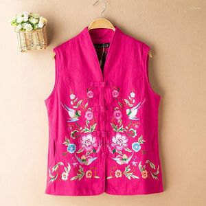 Ubranie etniczne 2023 HARAJUKU GILET National Flower Hafdery Kobiety Blopy bez rękawów Tradycyjne vintage kamizelki