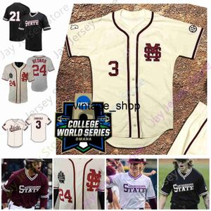 VIN 2021 College WS World Series Mississippi State Baseball Jersey Will Bednar Landon Sims Brad Cumbest Tanner Leggett Drew McGowan Johnson Cade Smith