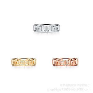 Designer original Tiffaysdi style ring female hollowed out wide version jewelry personality versatile fashion pair wedding couple