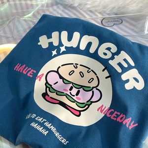 Koszulka damska ins super uroczy kreskówka burger kawaii kobieta tshirts czysty materiał bawełny koszulki z krótkim rękawem