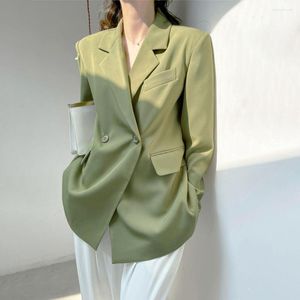 Ternos Femininos Feminino Blazer Moda Verde Solto Casual Primavera Verão 2023 Elegante Escritório Feminino Terno Jaqueta Dois Botões Design High Sense