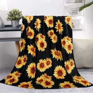 Blankets Swaddling Sunflower Print Super Soft Throw Blanket for Bed Couch Sofa Lightweight Travelling Camping Throw Size for Kids Adults Women Boys 230603