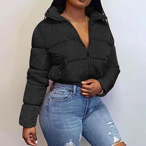 Women's Trench Coats Women's Winter Solid Short Bread Down Jacket Stand Up Collar Outerwear Padded Thick Coat For Women And