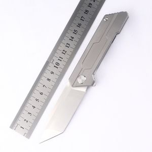 새로운 트래커 D2 스틸 티타늄 합금 손잡이 나이프 바디 방어 군용 나이프 하이 경도 도구 Quick Opening Blade Sharp Folding Kn