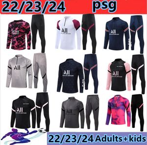 21 22 23 PSGS MBAPPE Fußballtrikot-Trainingsanzug 21 22 2023 Paris-Trainingsanzug im klassischen Stil Halbpullover Langarm SERGIO RAMOS VERRATTI ICARDI Fußball für Erwachsene und Kinder