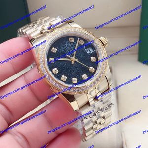 4 Zegarek modelowy 31 mm damski zegarek 116243 278383 Czarne wzorzyste tarcze Sapphire Glass Diamond Inkrustowane automatyczne mechaniczne złoto ze stali nierdzewnej pamiątkowe