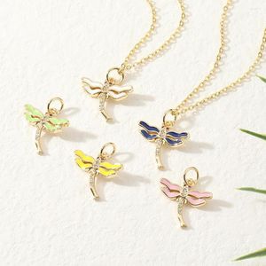 Pendant Necklaces Fashion Copper Inlaid Zircon Women's Jewelry Dragonfly Small Fresh Sweet And Lovely Necklace Party Holiday Gift