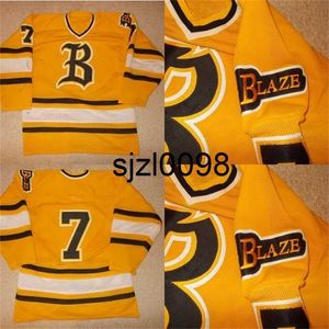 SJ98 VTG-BURSNVILLE BLAZE GAYİ YAPILI Minnesota Lisesi Hokey Forması% 100 Dikişli Nakış Hokey Formaları