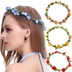 Nakrycia głowy Bride Flower Crown Rope Wedding Wedding Głowa Girland Girl Girl Wreath Elasty Hair Accessories Party Cosplay