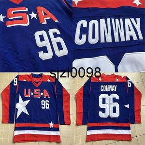 Sj98 96 Charlie Conway Jersey 2017 Team USA Mighty Ducks Movie Hockey su ghiaccio Jersey Tutto cucito e ricamato