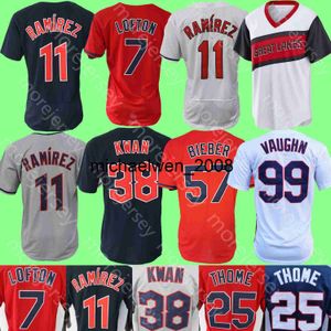 Maglia da baseball Mi208 Ricky Vaughn Jim Thome Kenny Lofton Jose Ramirez Steven Kwan Bieber Bell Josh Naylor Rosario Clase Brennan Gonzalez Palacios Donna Youth S-3XL