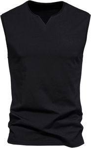 Camisas masculinas de verão de grife, colete masculino com ombros largos, camiseta sem mangas e decote em V, regata masculina de cor sólida