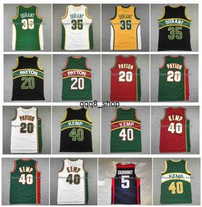 QQ8 Retro Sonic Kevin Durant Basketbol Forması Gary Payton Shawn Kemp Takımı ABD Yeşil Kırmızı Beyaz Siyah Boyut S-XXL