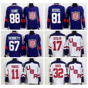 C2604 Coppa del mondo 2016 Team Team USA Hockey Maglie US 11 Zach Parise 88 Patrick Kane 81 Phil Kessel 32 Jonathan Quick 67 Max Pacioretty 17 Ryan Kesler