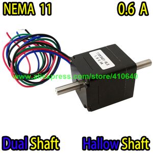 Dubbelaxel och ihålig axel NEMA11 Stegmotor 11HY3401-HLS 0,6 A 5,5 N.CM-vridmoment Apply för Mounter eller Dispenser eller skrivare