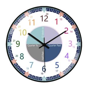 Other Toys Educational Wall Clock for Children Kid's Teaching Clock Learn to Tell Time for Home school Classroom Teachers and Parents 230603