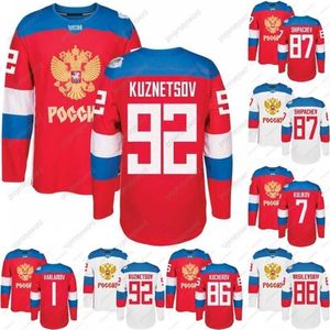C2604 Mit 2016 Copa do Mundo Time Rússia Hockey Jersey WCH 86 Kucherov 87 Shipachev 9 Orlov 7 Kulikov 1 Varlamov 92 Kuznetson 77 Telegin Ice Hockey Jersey