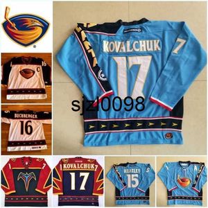 SJ98 17 Ilya Kovalchuk Atlanta Thrashers Hockey Jersey 15 Dany Heatley 39 Tobias Enstrom 16 Marian Hossa Hockey tröjor