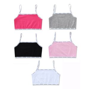 Camisole 5Pcs Children Girl Bra Cotton Letters Printed Teens Underwear Summer Kids Vest for 8 9 10 11 12 13 14 15 16 Years Old Wholesale 230603