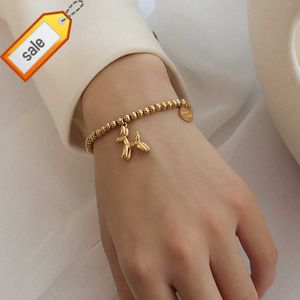 Wholesale Custom 18k Gold Plated Stainless Steel Jewelry Animal Pet Puppy Charm Balloon Dog Bracelet
