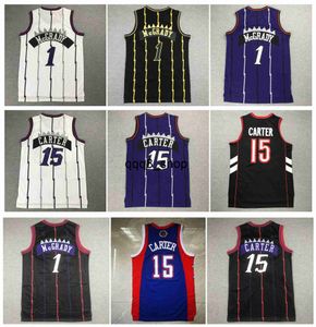 QQ8 Vince Carter Raptorses koszulka do koszykówki Torontos Tracy McGrady Mitchell i Ness Shotback Jerseys Purple White Black Size S-XXL